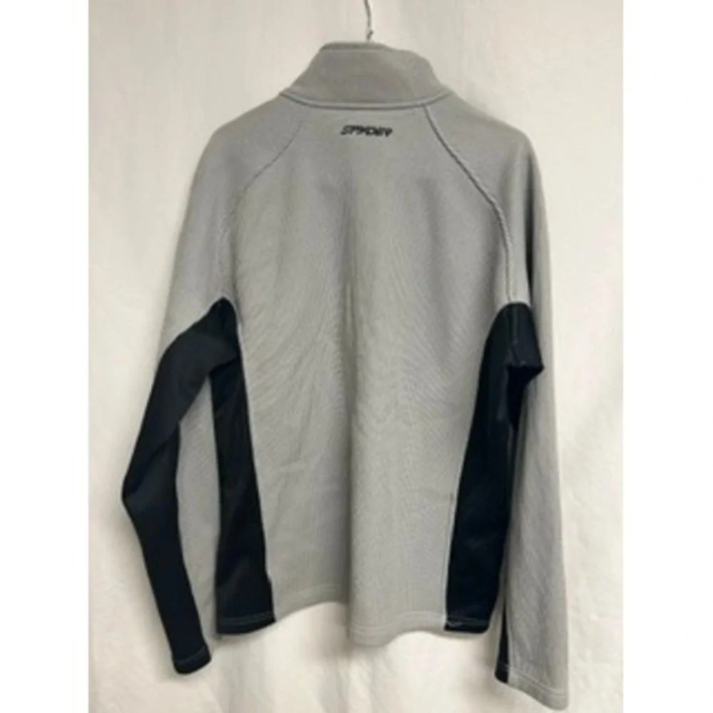 Spyder Core Sweater Mens Large Grey Black 1/4 Zip Pullover‎ Fleece Lined Jacket